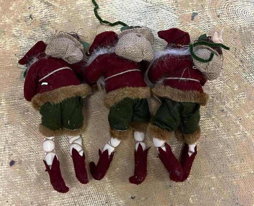 Photo 1 of VINTAGE SANTA RESIN & FABRIC ORNAMENTS (3) 6” X 12”