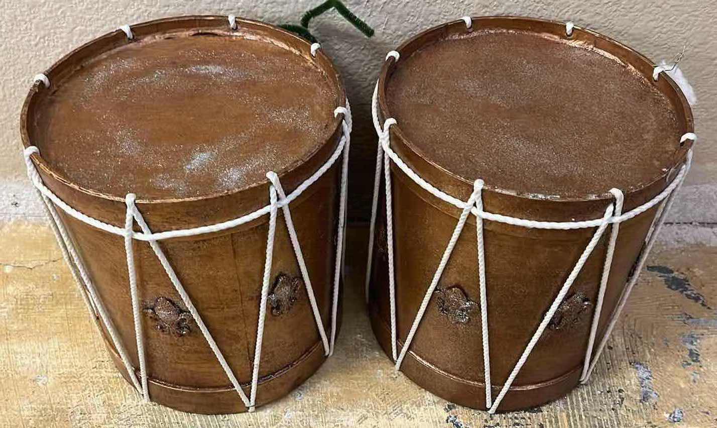 Photo 1 of SAINTS COPPER SHIMMER FINISH DECORATIVE DRUMS (2) 8” X 9”