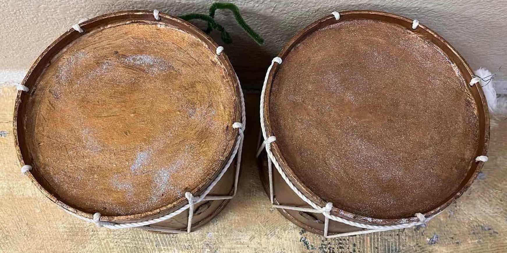 Photo 1 of SAINTS COPPER SHIMMER FINISH DECORATIVE DRUMS (2) 8” X 9”