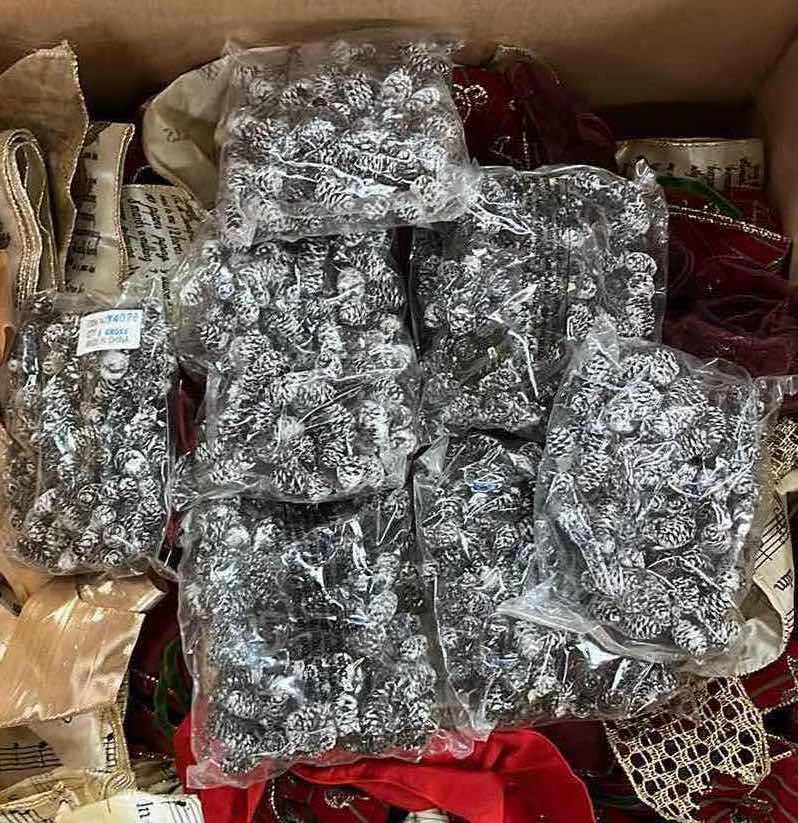 Photo 1 of CHRISTMAS DECORATIVE BOWS, MINI PINE CONES & APPLES