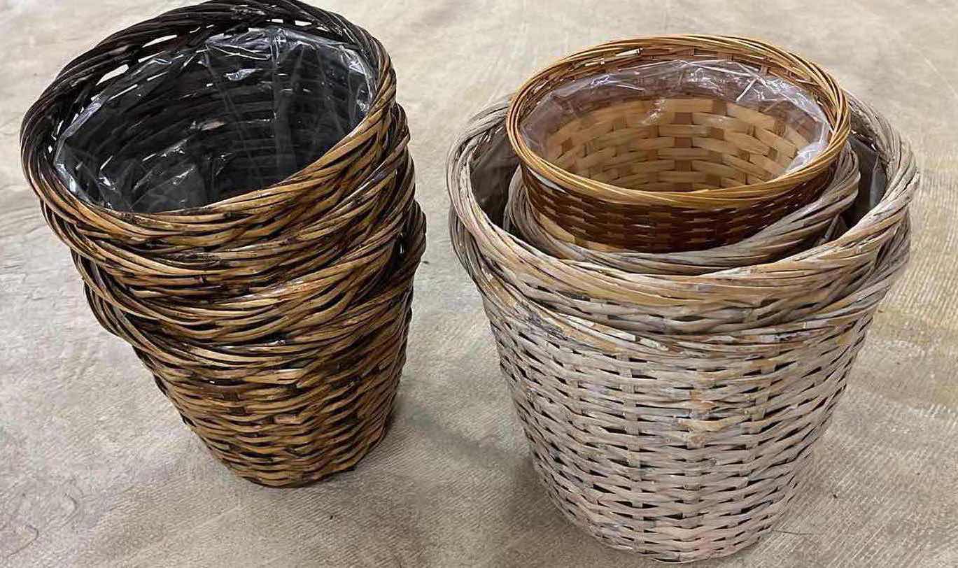 Photo 1 of BASKET WOVEN PLANTERS- VARIOUS STYLES & SIZES (15)