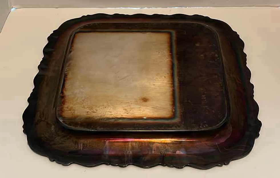 Photo 1 of ANTIQUE ONEIDA GEORGIAN SCROLL SILVERPLATED SERVING TRAY 15.5”