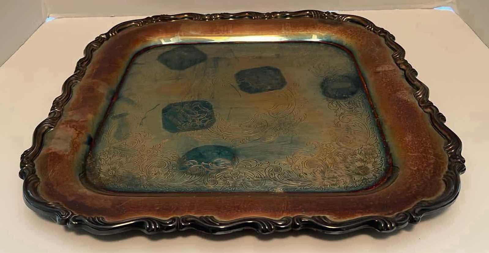 Photo 1 of ANTIQUE ONEIDA GEORGIAN SCROLL SILVERPLATED SERVING TRAY 15.5”