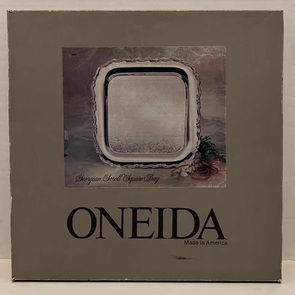 Photo 1 of ANTIQUE ONEIDA GEORGIAN SCROLL SILVERPLATED SERVING TRAY 15.5”
