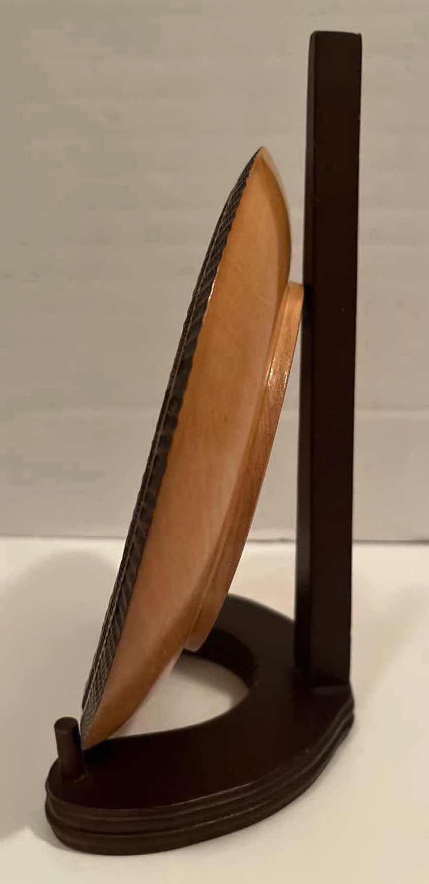 Photo 1 of HANDCARVED POLISH DECORATIVE WOODEN PLATE W STAND 7.25”