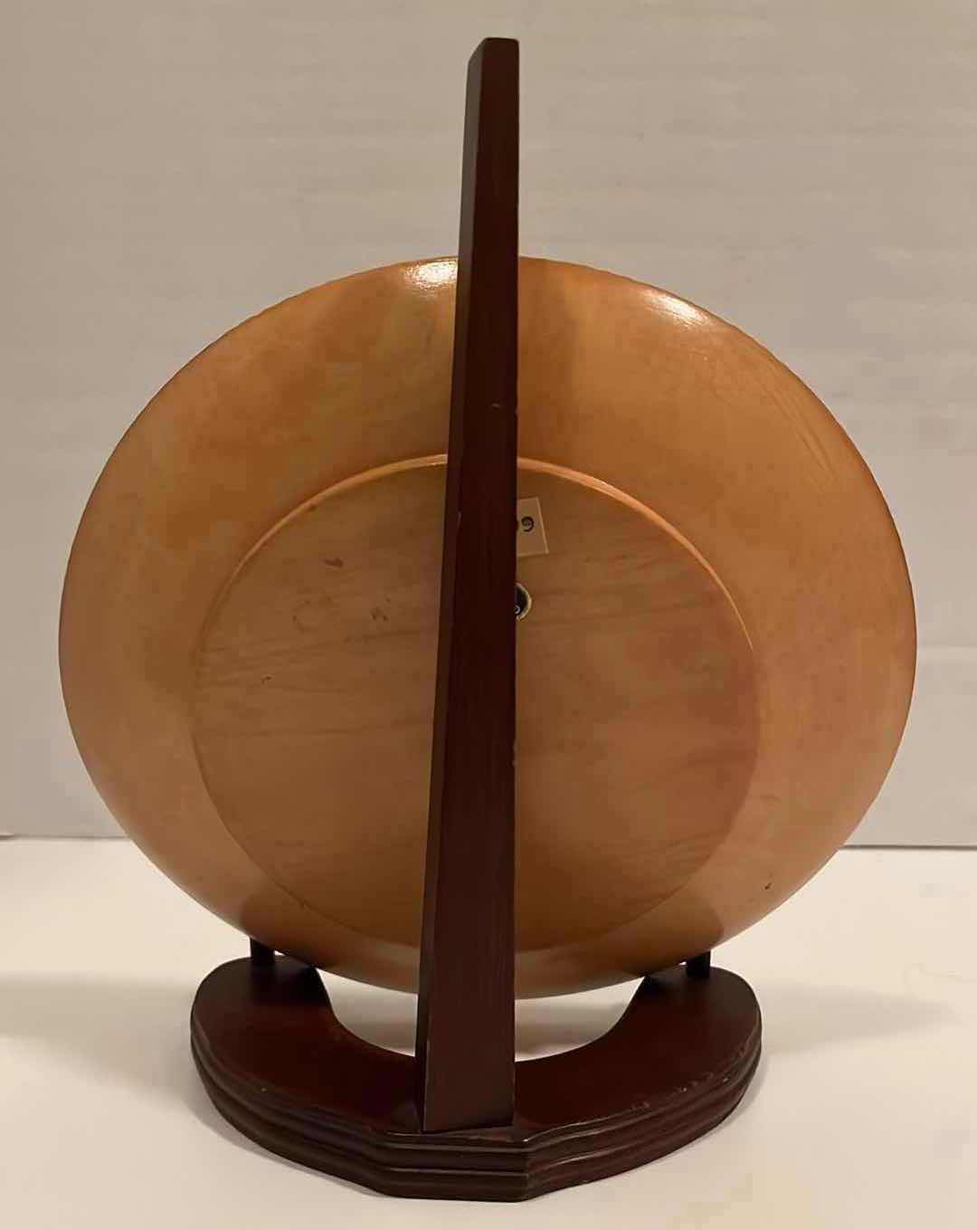 Photo 1 of HANDCARVED POLISH DECORATIVE WOODEN PLATE W STAND 7.25”