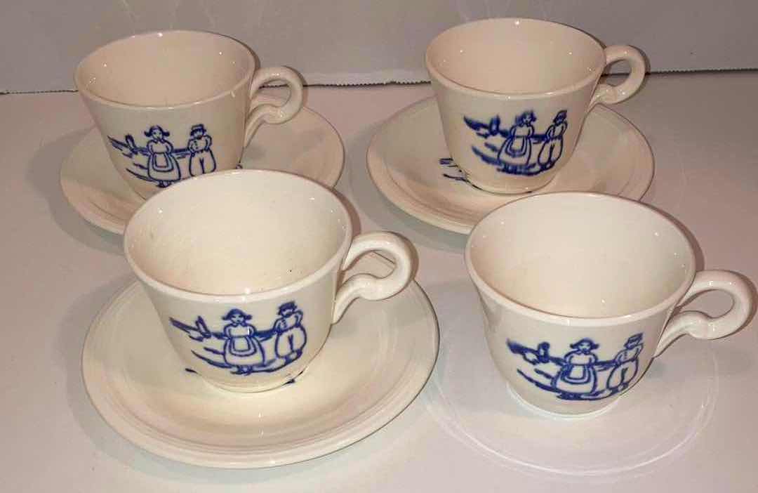 Photo 4 of EDWIN M. KNOWLES 1940s “DUTCH” PATTERN SEMI-VITREOUS CHINA CHILDREN’S TEA SET (14)