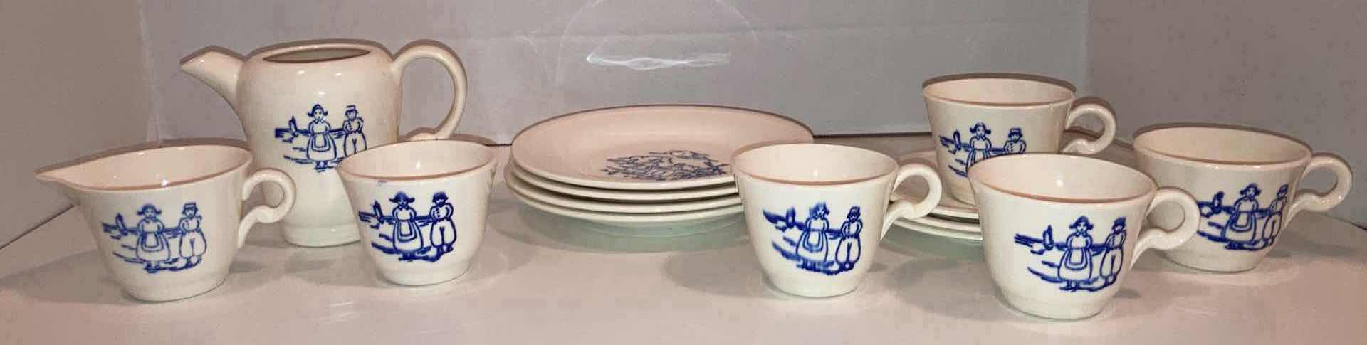 Photo 1 of EDWIN M. KNOWLES 1940s “DUTCH” PATTERN SEMI-VITREOUS CHINA CHILDREN’S TEA SET (14)
