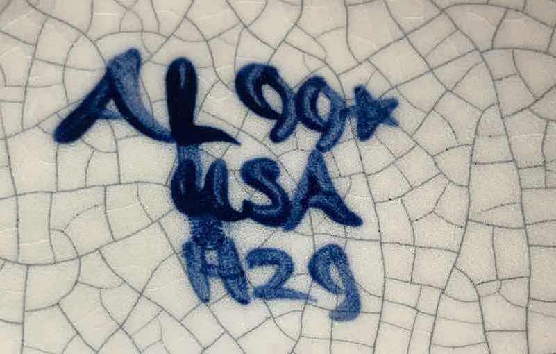 Photo 1 of DEDHAM POTTERY ICE CRACK GLAZE SNOWMAN SERVING TRAY 9” X 12”