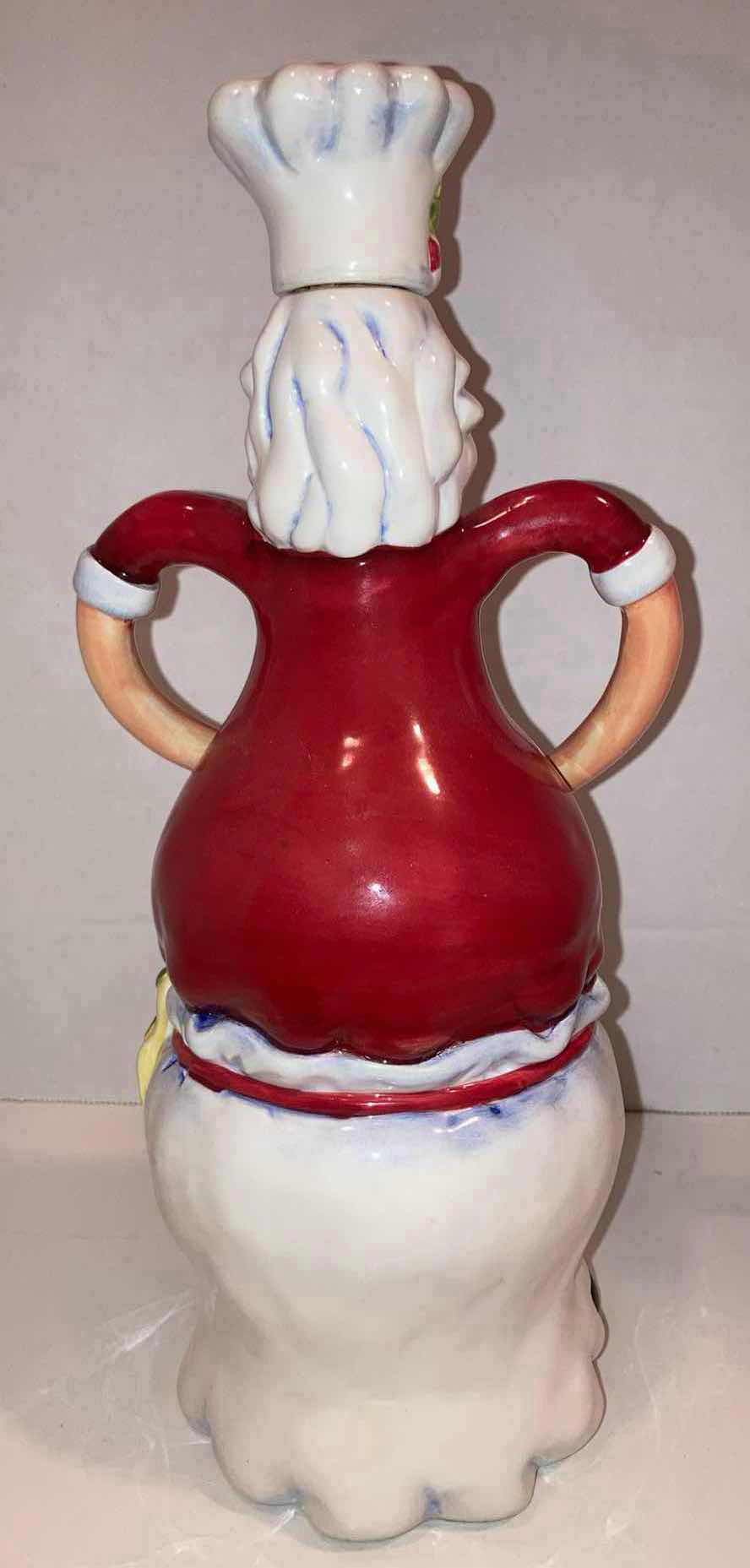 Photo 1 of GANZ SANTA CLAUS CERAMIC CHEF CHRISTMAS DECANTER OIL BOTTLE H12”