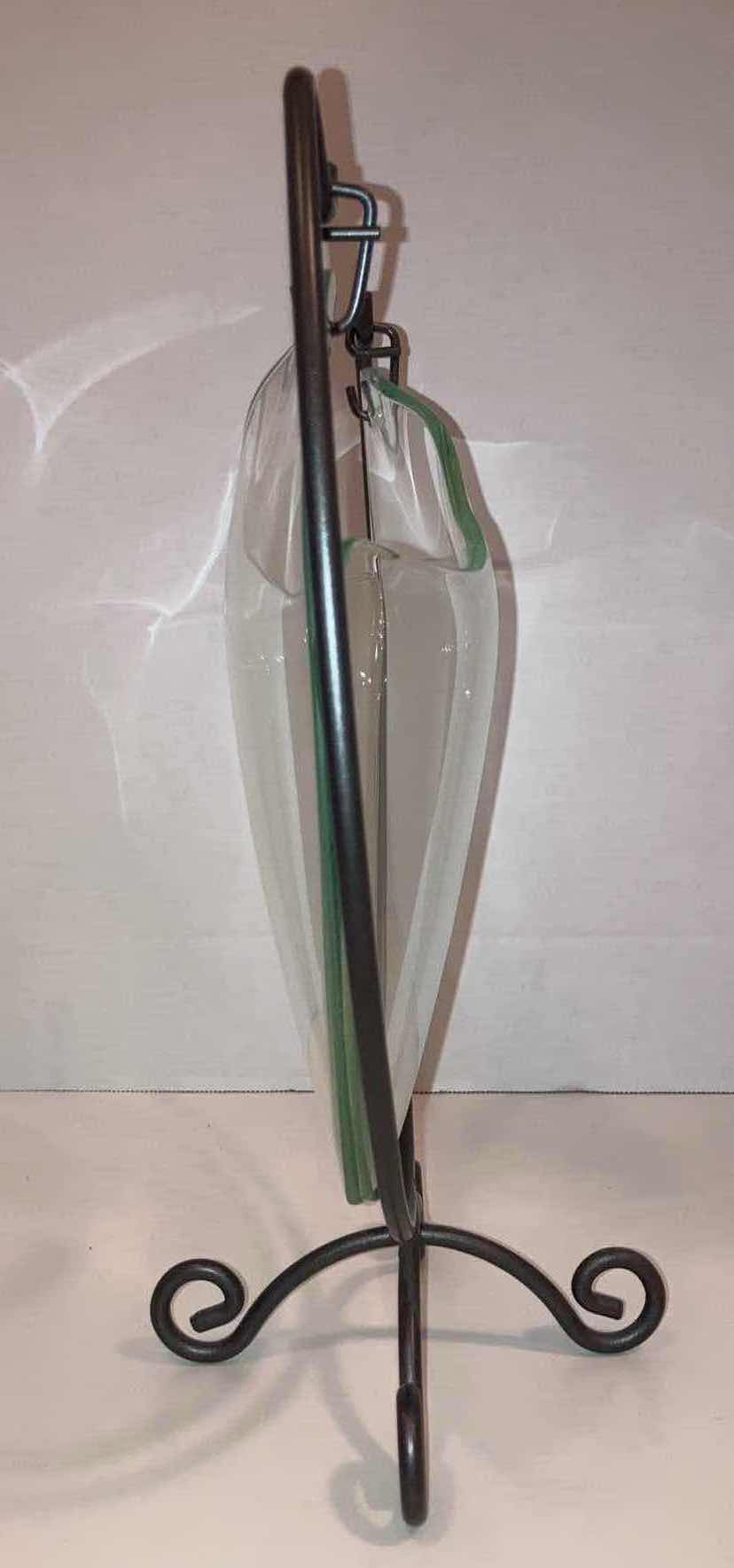 Photo 2 of GLASS & WROUGHT IRON VASE 10.5” X 6” H13”