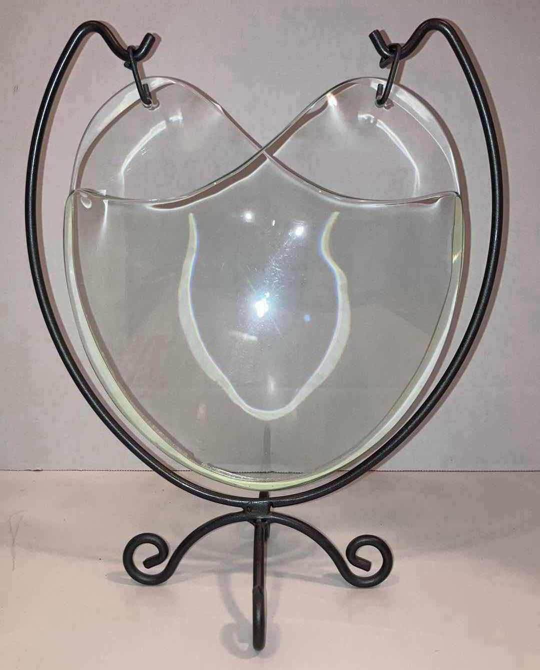 Photo 1 of GLASS & WROUGHT IRON VASE 10.5” X 6” H13”