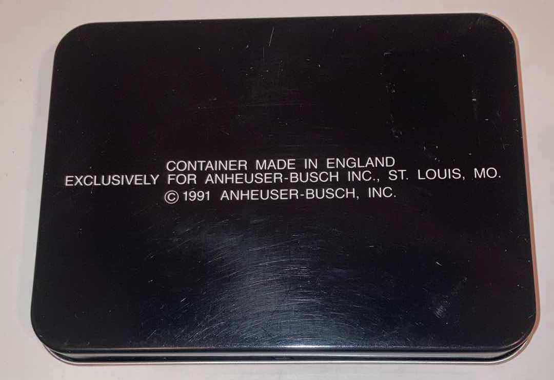 Photo 1 of ANHEUSER BUSH BUDWEISER PLAY CARDS 2-DECK SET W TIN CASE