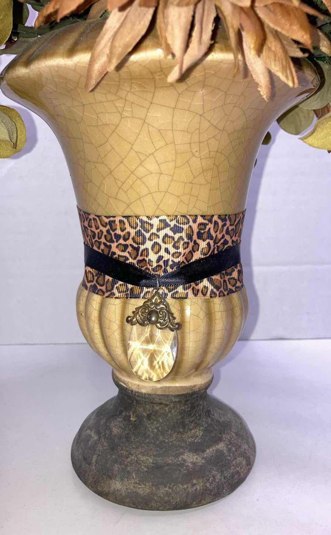 Photo 1 of ARTIFICIAL BOUQUET DECORATIVE FLOWERS W ICE CRACK CERAMIC VASE H16.5”