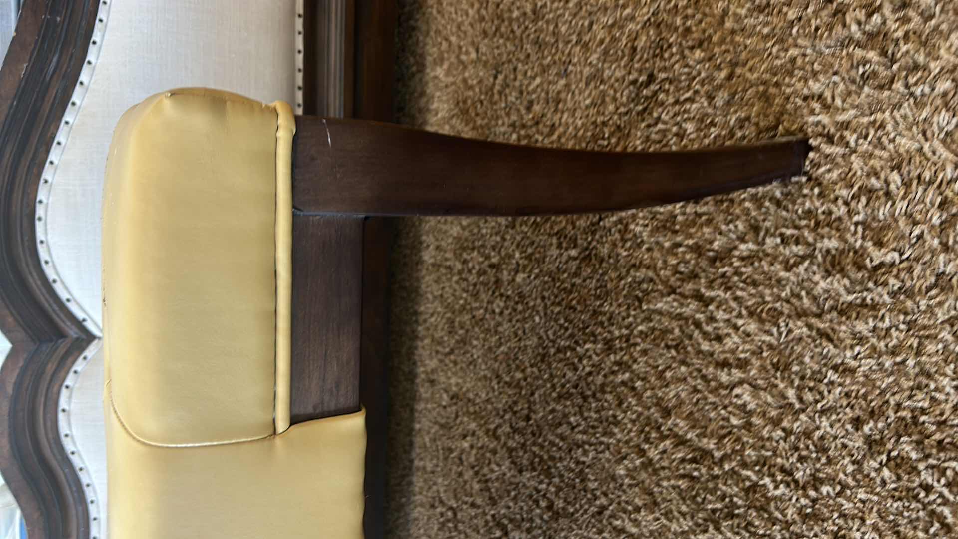 Photo 1 of DARK WOOD AND FAUX LEATHER BENCH $129.99 47“ x 19 1/2“ x 17“