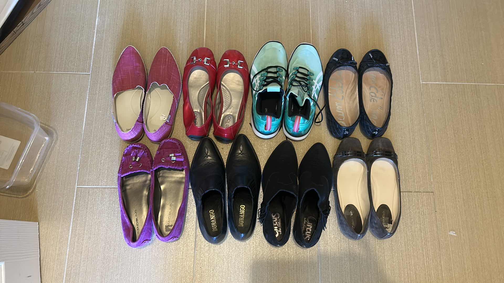 Photo 1 of 8 PAIRS WOMENS SHOES ( INCLUDING DURANGO, CALVIN KLEIN, ASICS AND MORE SIZE 7 - 7.5