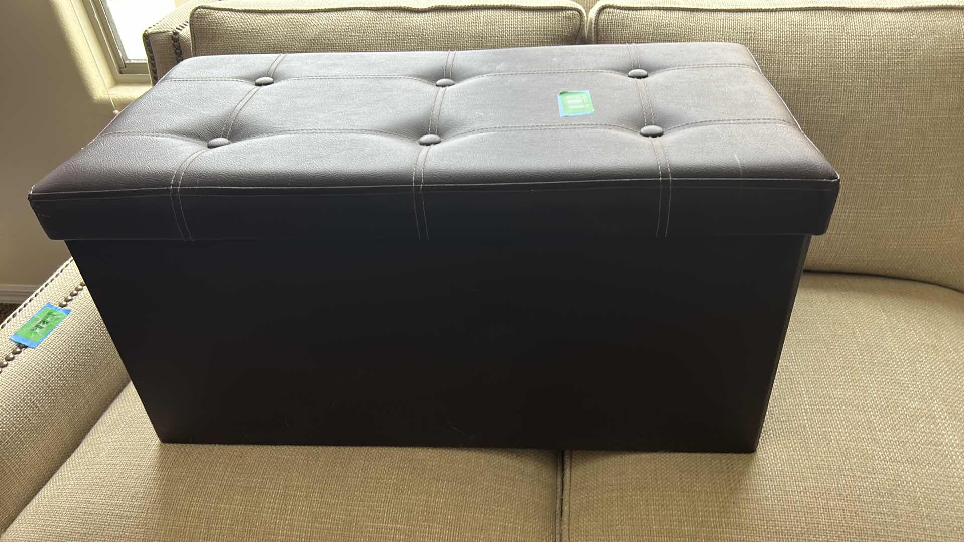 Photo 1 of  FAUX LEATHER STORAGE OTTOMAN 30” x 15” x 15”