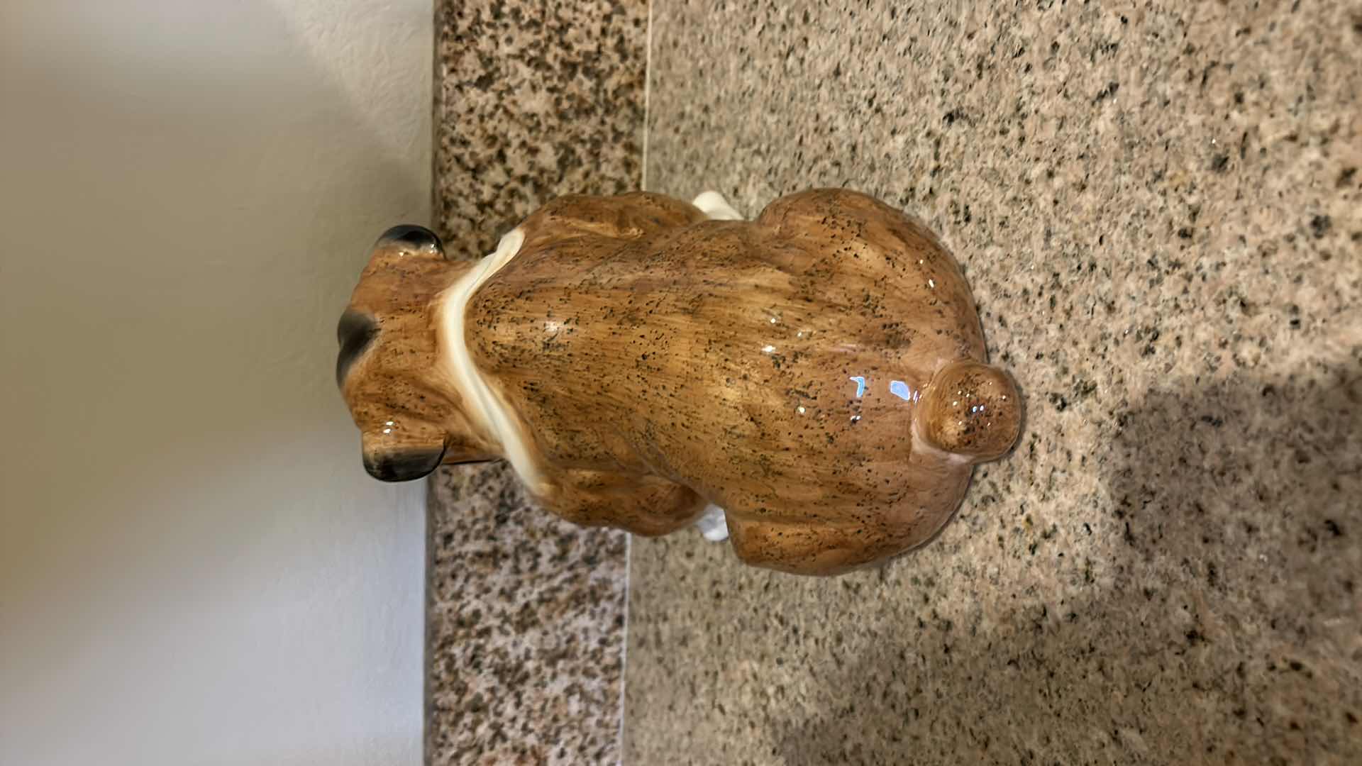 Photo 8 of 3 DOG RELATED ITEMS, PORCELAIN ENGLISH BULLDOG, SANDSTONE DOG SIGNED AND BOY WITH DOG FRAMED ARTWORK 12” x 14”