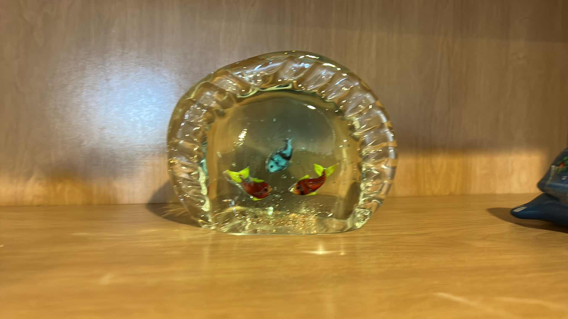 Photo 1 of 3 PC HOME DECOR - GLASS FISH SCULPTURE H 4.5”, PORCELAIN SHOE AND CERAMIC TURTLE