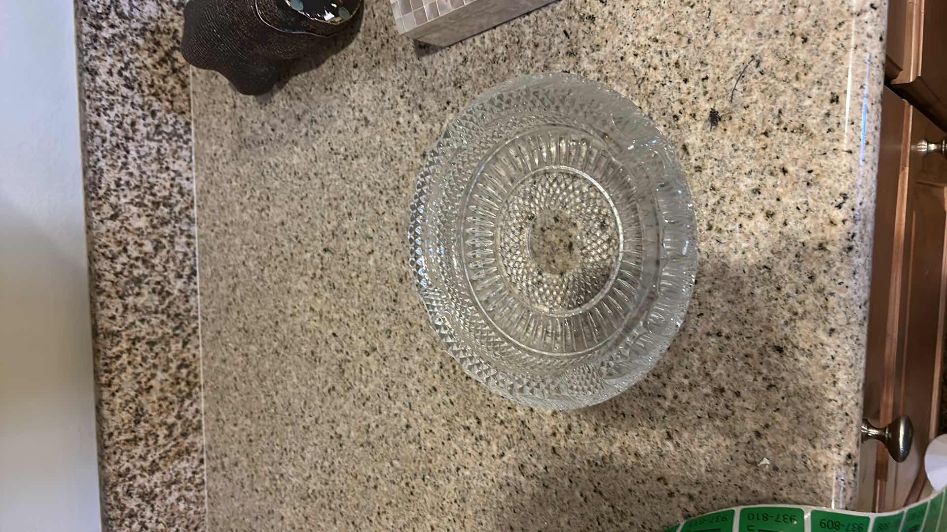 Photo 1 of 3 PIECE HOME DECOR - CRYSTAL ASHTRAY, SIGNED STAMPED VASE, SHELL BOX