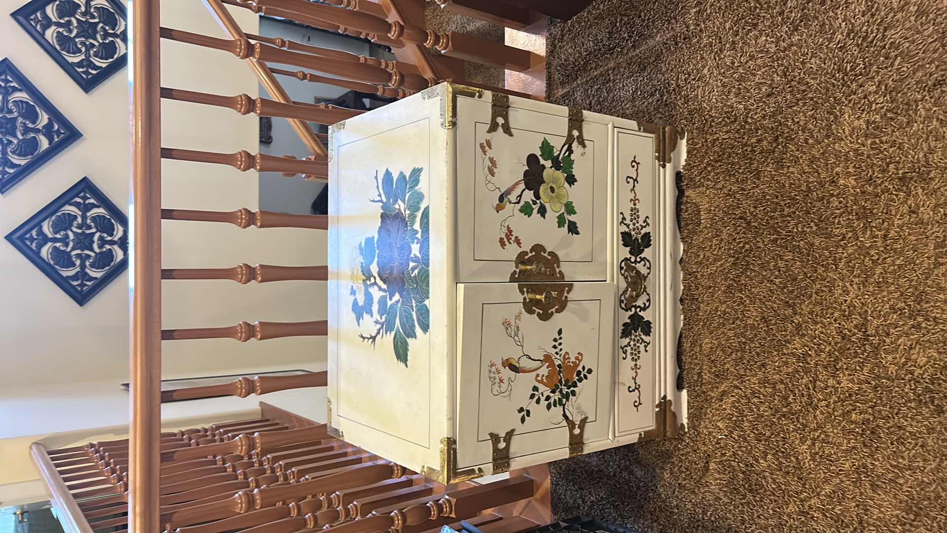 Photo 1 of HANDPAINTED WOOD AND BRASS BOMBAY CABINET 24” x 16” x 24”