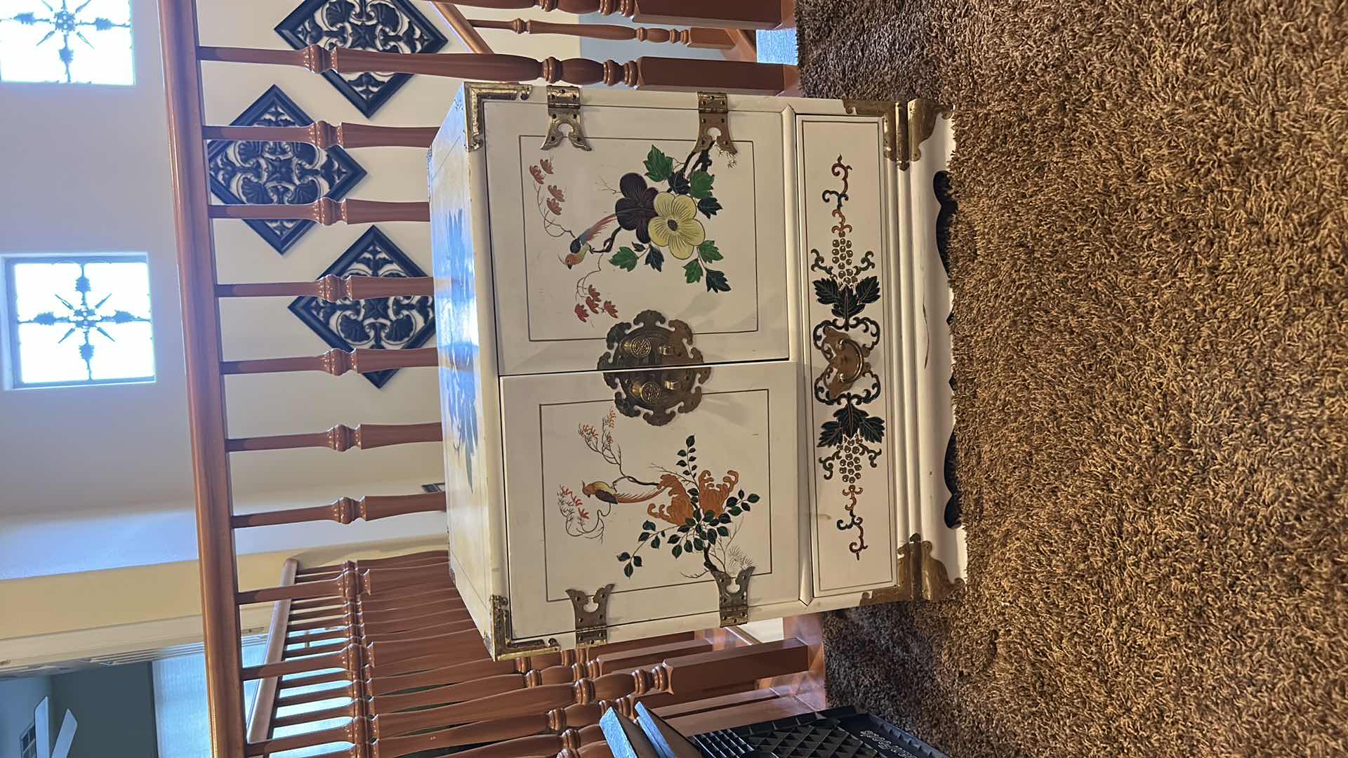 Photo 1 of HANDPAINTED WOOD AND BRASS BOMBAY CABINET 24” x 16” x 24”