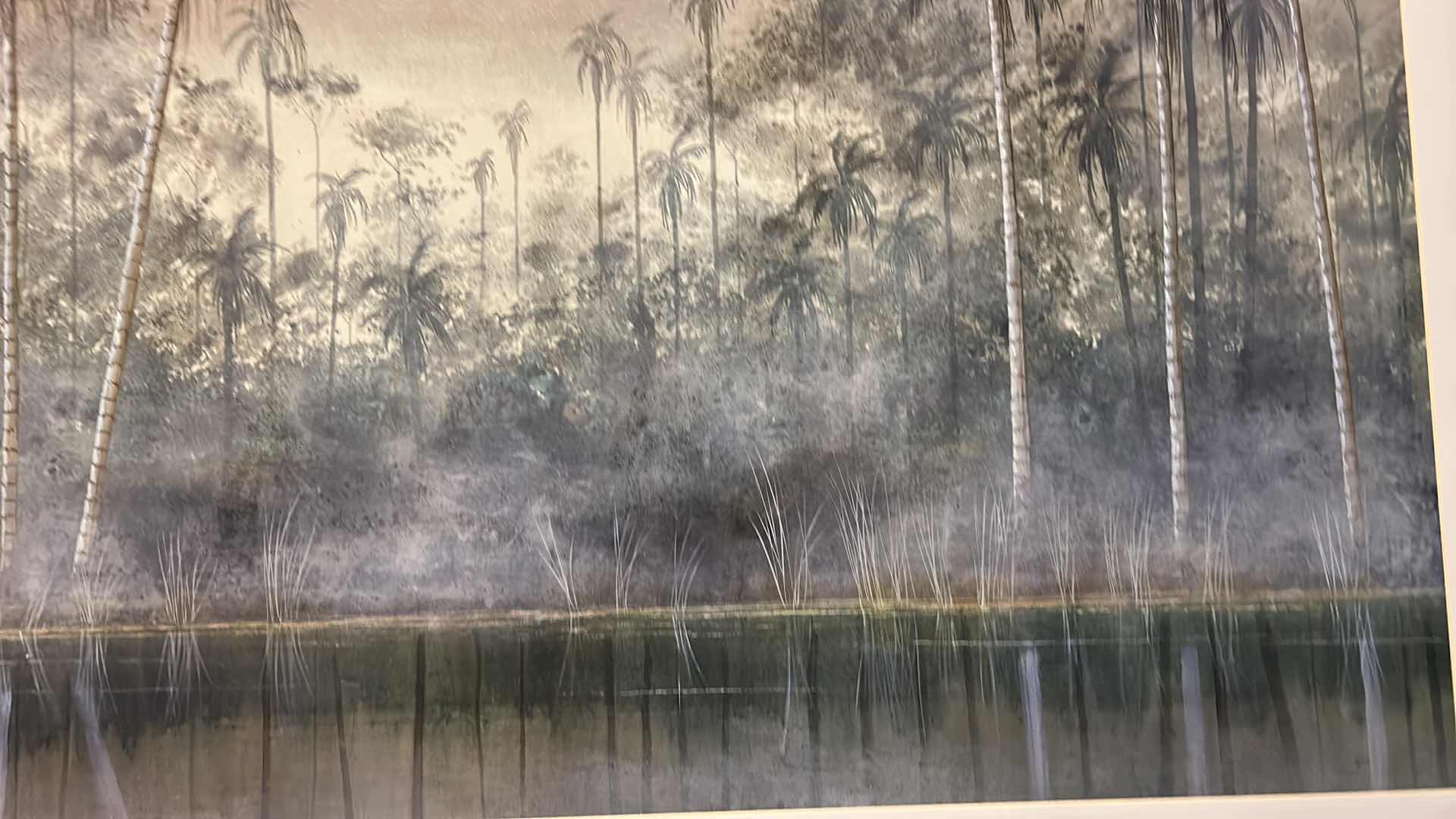 Photo 4 of HOME DECOR - PALM TREES PRINT ARTWORK SILVER AND BLACK FRAMED 49” x 33”