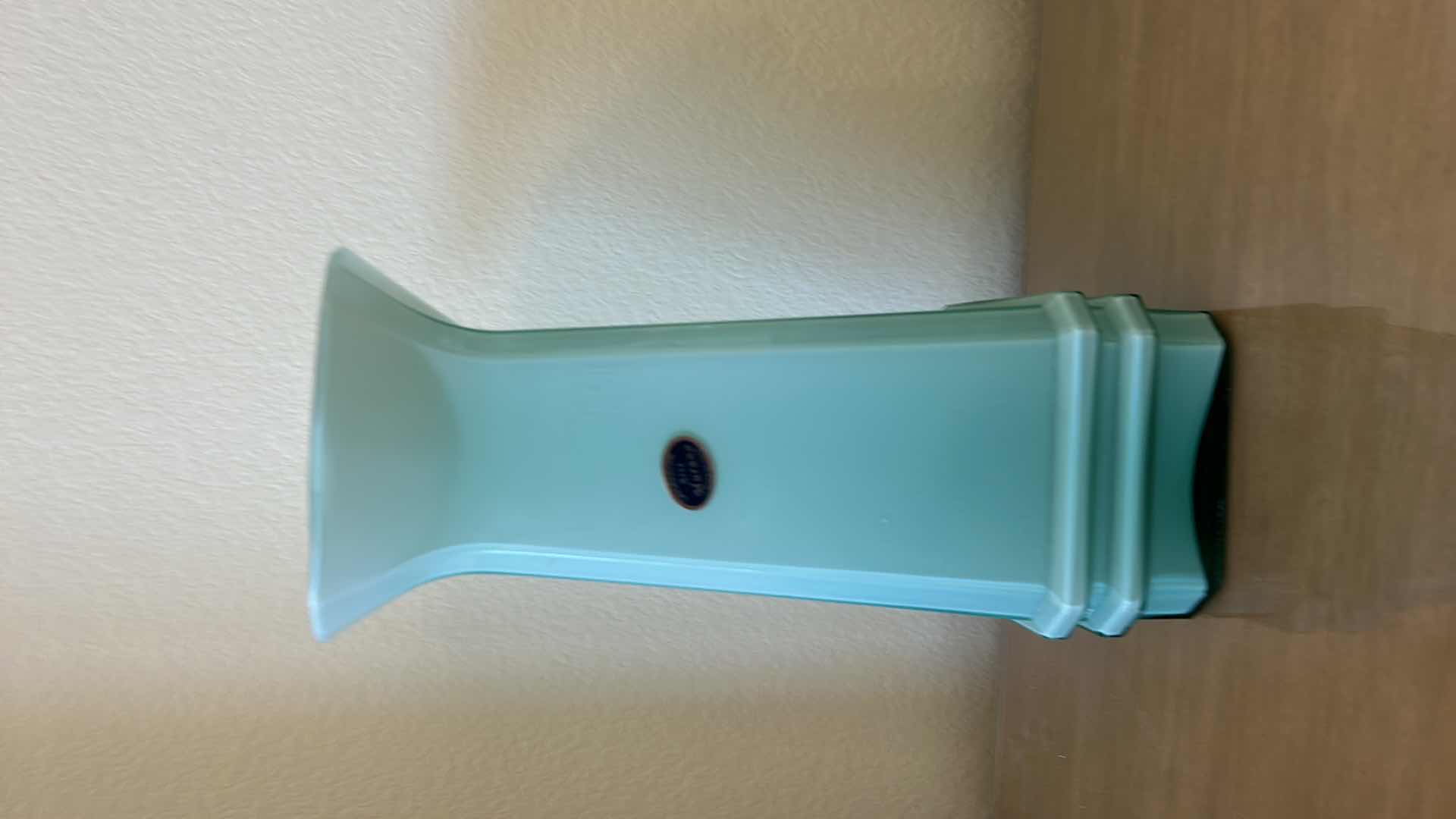 Photo 2 of ARTE MURANO MADE IN ITALY MILKY SEAFOAM GREEN GLASS VASE H12”