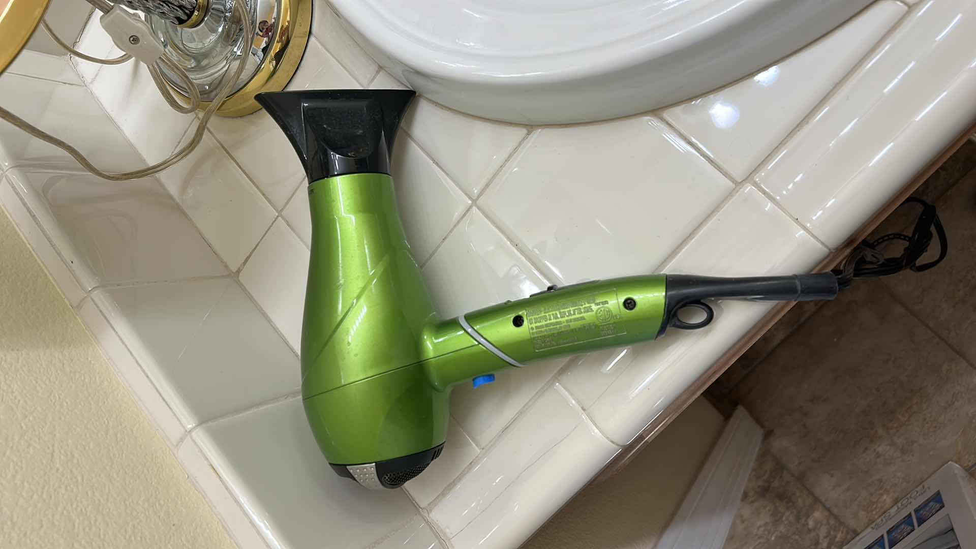 Photo 1 of CHROME AND BRASS LIGHTED MAGNIFYING MAKEUP MIRROR and CONAIR INFINITY PRO HAIR DRYER