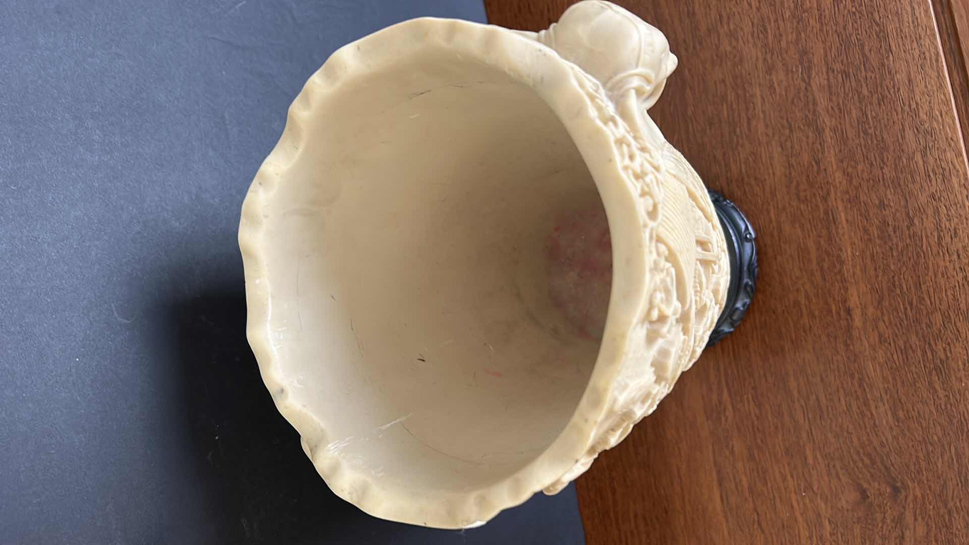 Photo 7 of HEAVILY SCULPTED/CAST ASIAN INSPIRED VASE  10“ x 12“