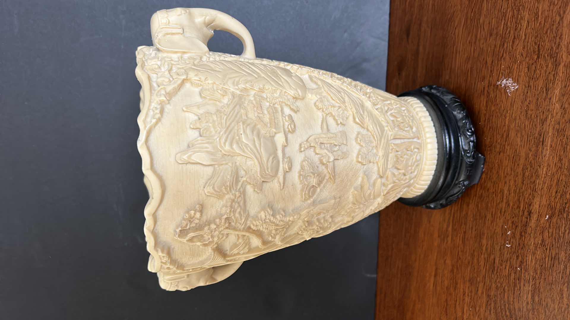 Photo 1 of HEAVILY SCULPTED/CAST ASIAN INSPIRED VASE 9.75” x 11.5”