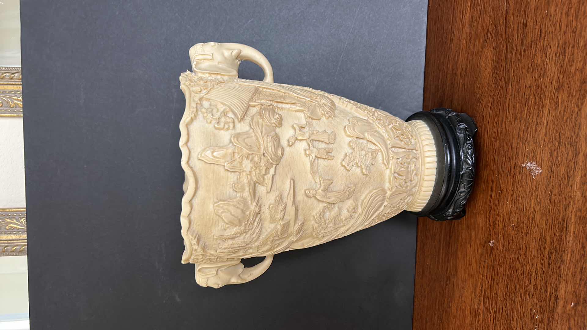 Photo 1 of HEAVILY SCULPTED/CAST ASIAN INSPIRED VASE 9.75” x 11.5”