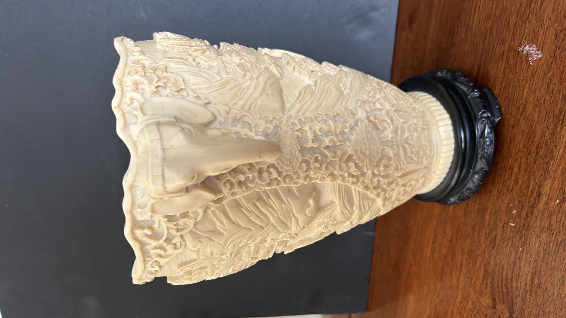 Photo 1 of HEAVILY SCULPTED/CAST ASIAN INSPIRED VASE 9.75” x 11.5”