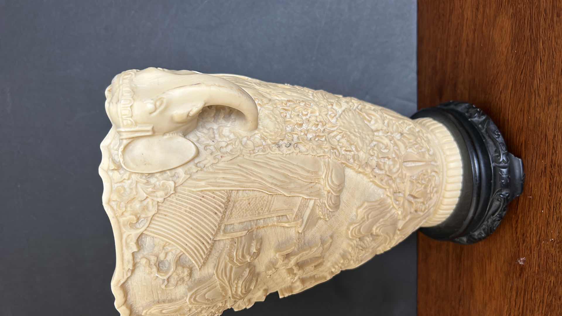 Photo 1 of HEAVILY SCULPTED/CAST ASIAN INSPIRED VASE 9.75” x 11.5”