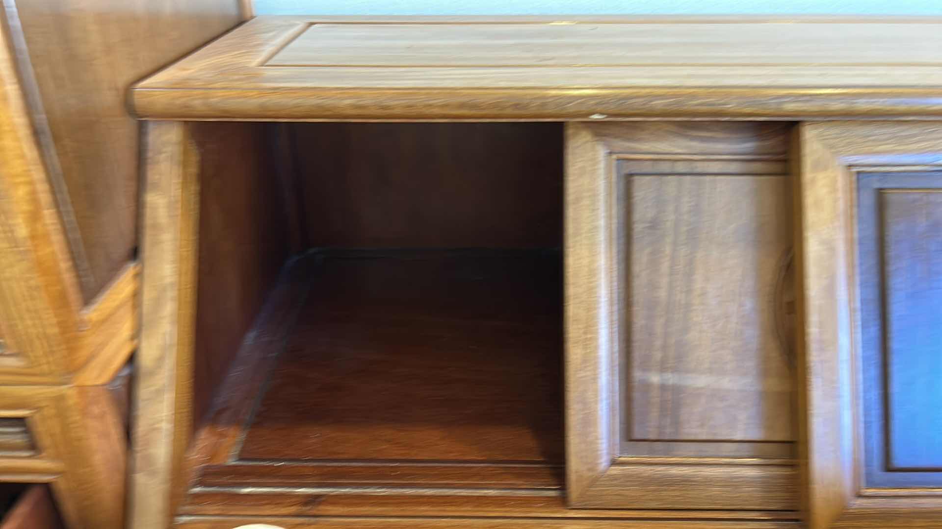 Photo 7 of ASIAN INSPIRED WOOD HEADBOARD AND WARDROBE 11’ x 20” x H 6’7” (MATTRESS SOLD SEPARATELY)