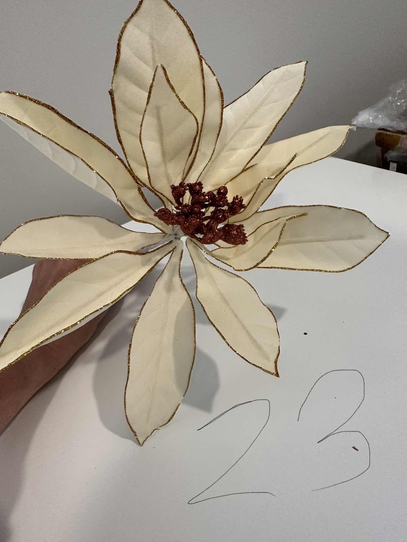 Photo 1 of CHRISTMAS DECORATIONS- 23 CREAM POINSETTIAS