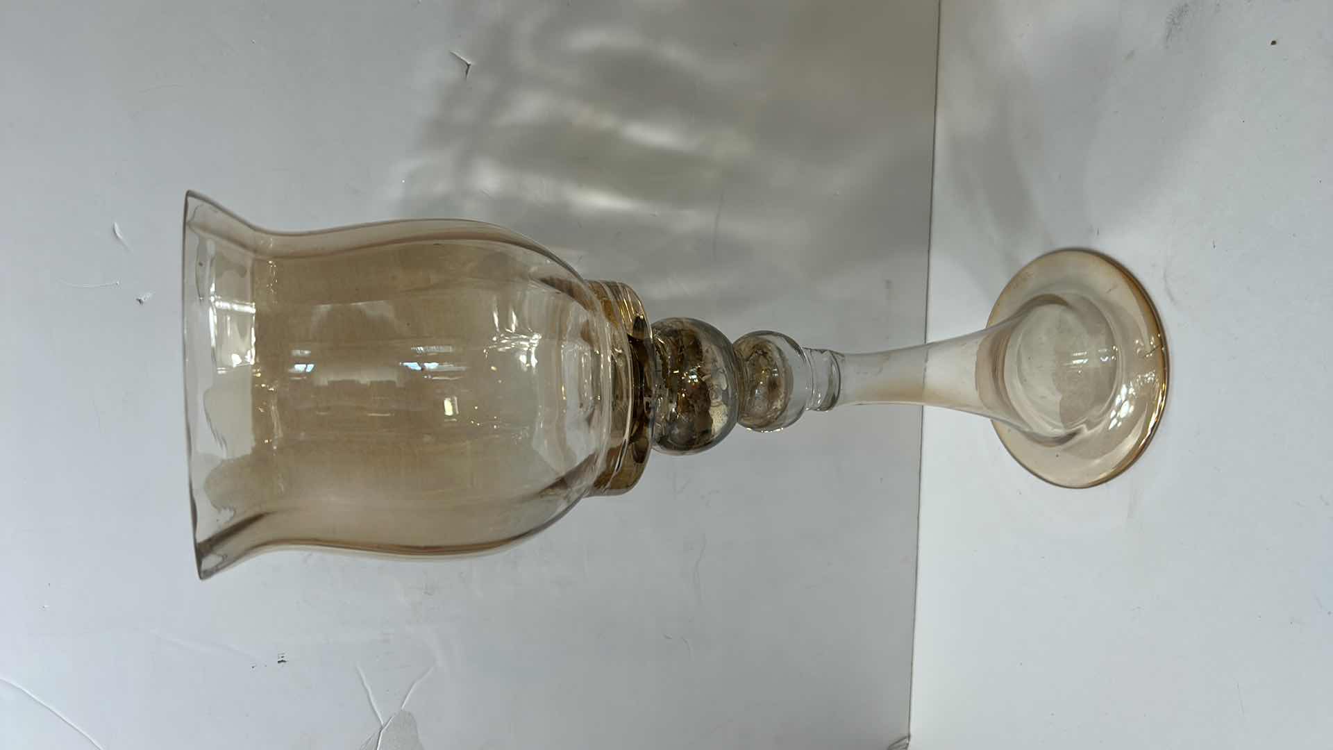 Photo 1 of HOME DECOR / PEACH GLASS VASE/CANDLE HOLDER 5 1/4“ x 15.75" 