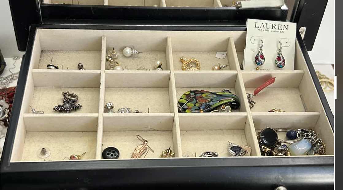 Photo 1 of COSTUME JEWELRY ASSORTMENT AND JEWELRY BOX