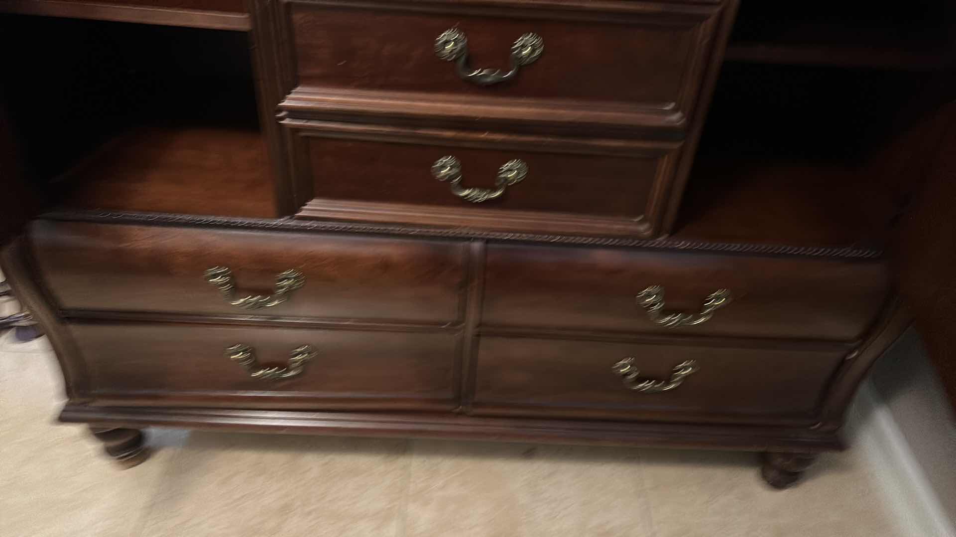 Photo 1 of STANLEY FURNITURE CHEST OF DRAWERS WITH MIRROR 58“ x 19“ x 46”, MIRROR H40”