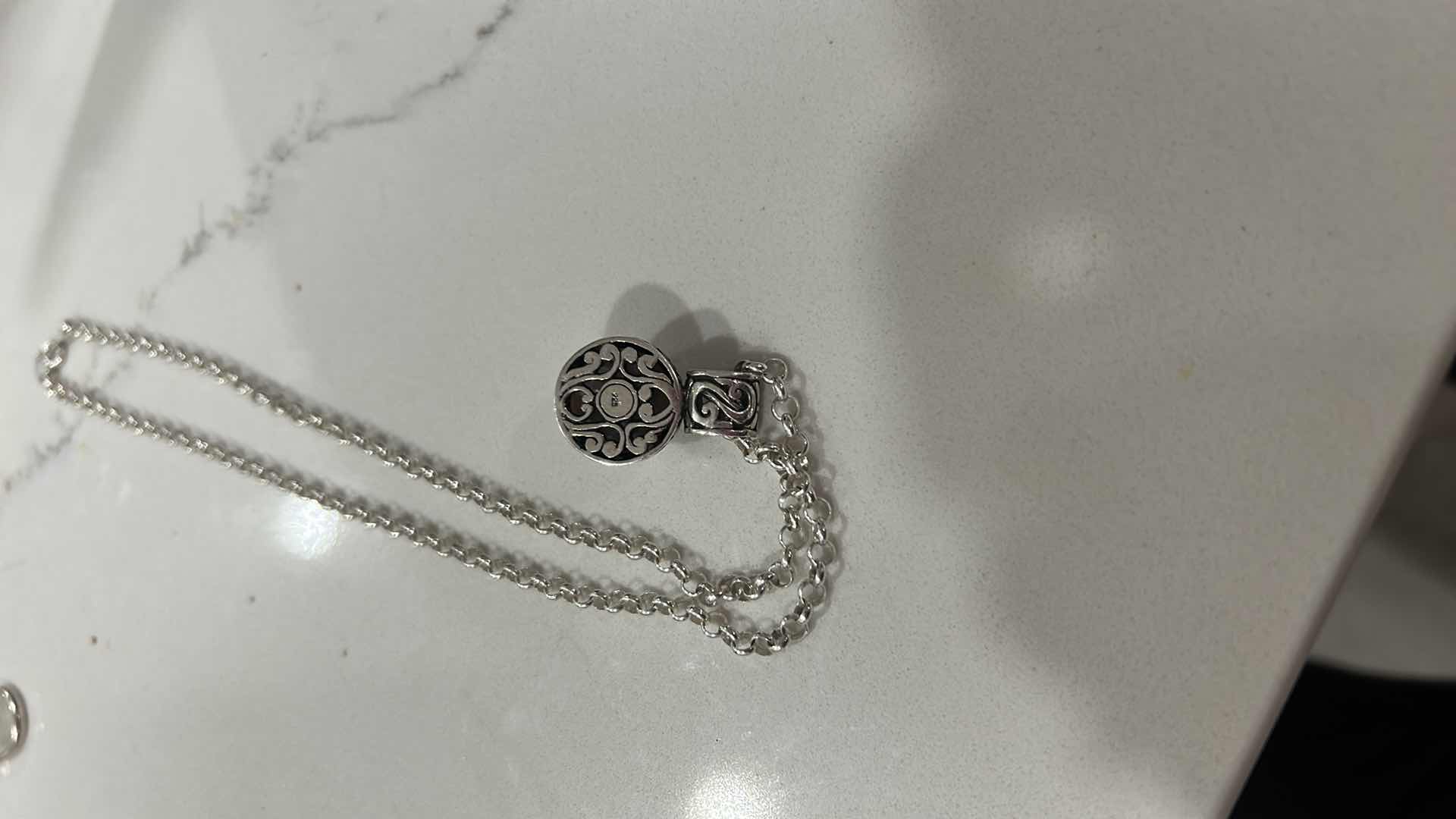 Photo 1 of FINE JEWELRY- .925 NECKLACE WITH PEARL PENDANT (PEARL IS 1/2 INCH)