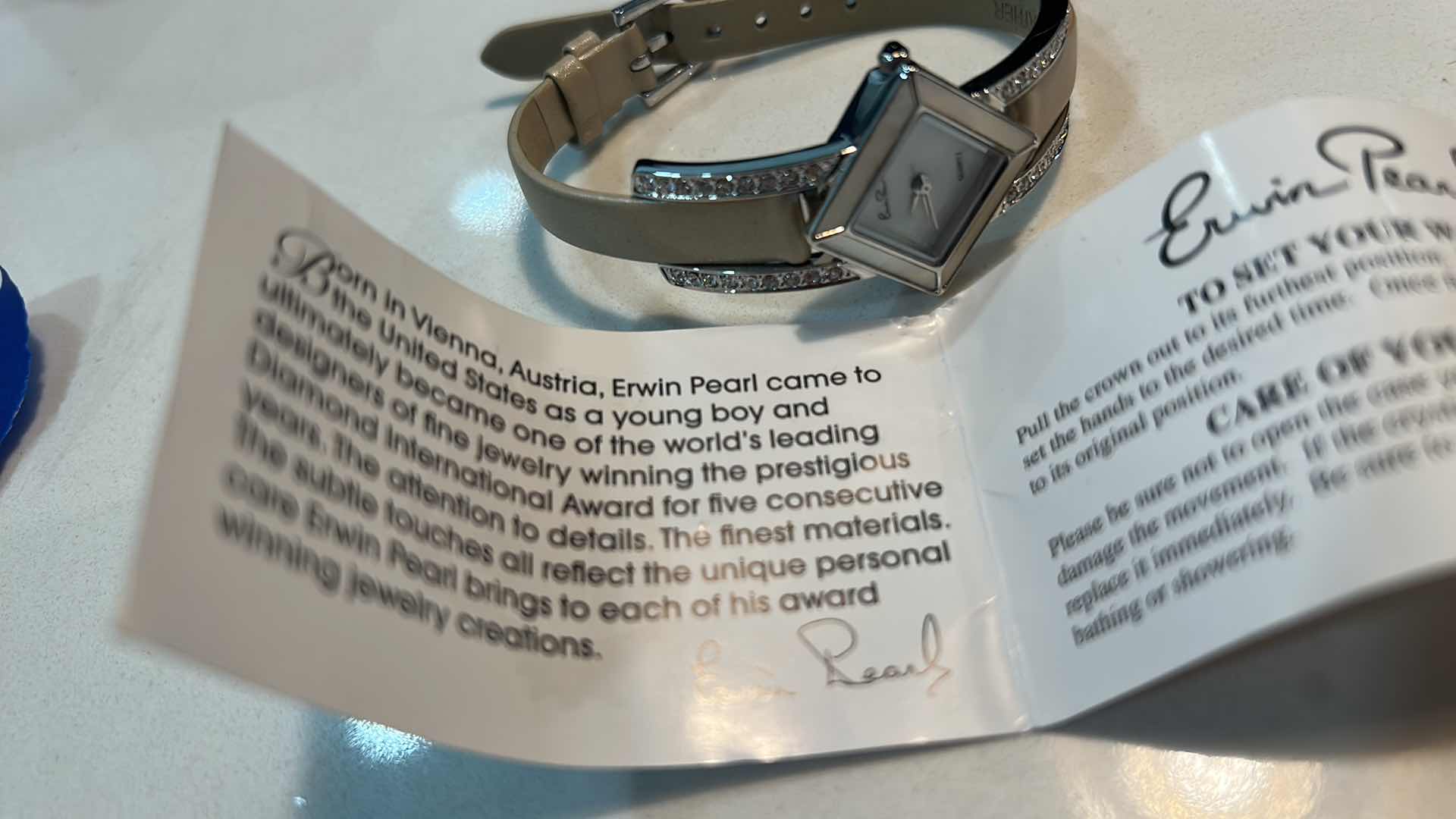 Photo 1 of NEW ERWIN PEARL QUARTZ WOMENS WATCH WITH GENUINE LEATHER BAND