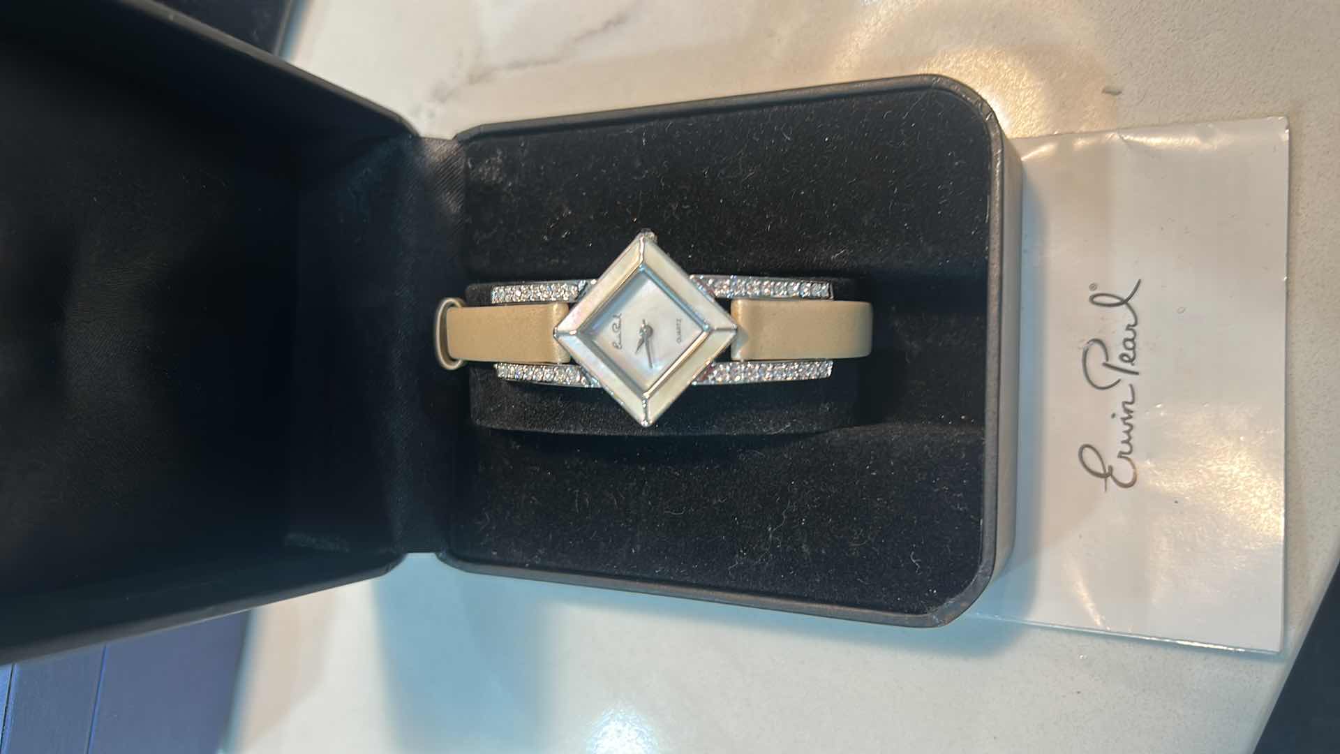 Photo 1 of NEW ERWIN PEARL QUARTZ WOMENS WATCH WITH GENUINE LEATHER BAND