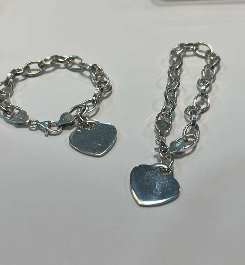 Photo 1 of FINE JEWELRY- 2 .925 STERLING SILVER MADE IN ITALY BRACELETS WITH HEART PENDANTS