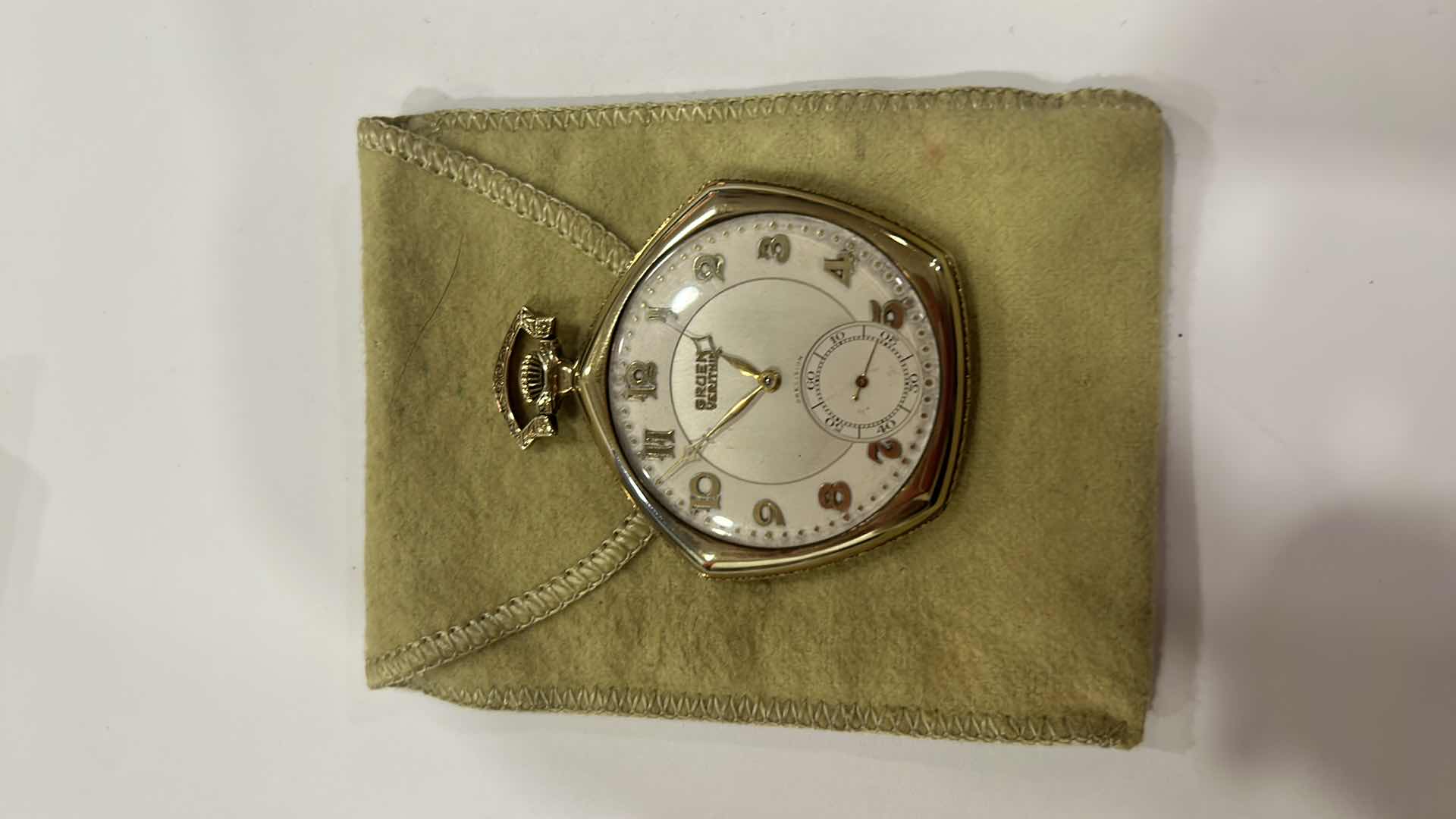 Photo 2 of VINTAGE WATCH- MENS GRUEN VERITHIN PENTAGON POCKET WATCH 14K GF CASE