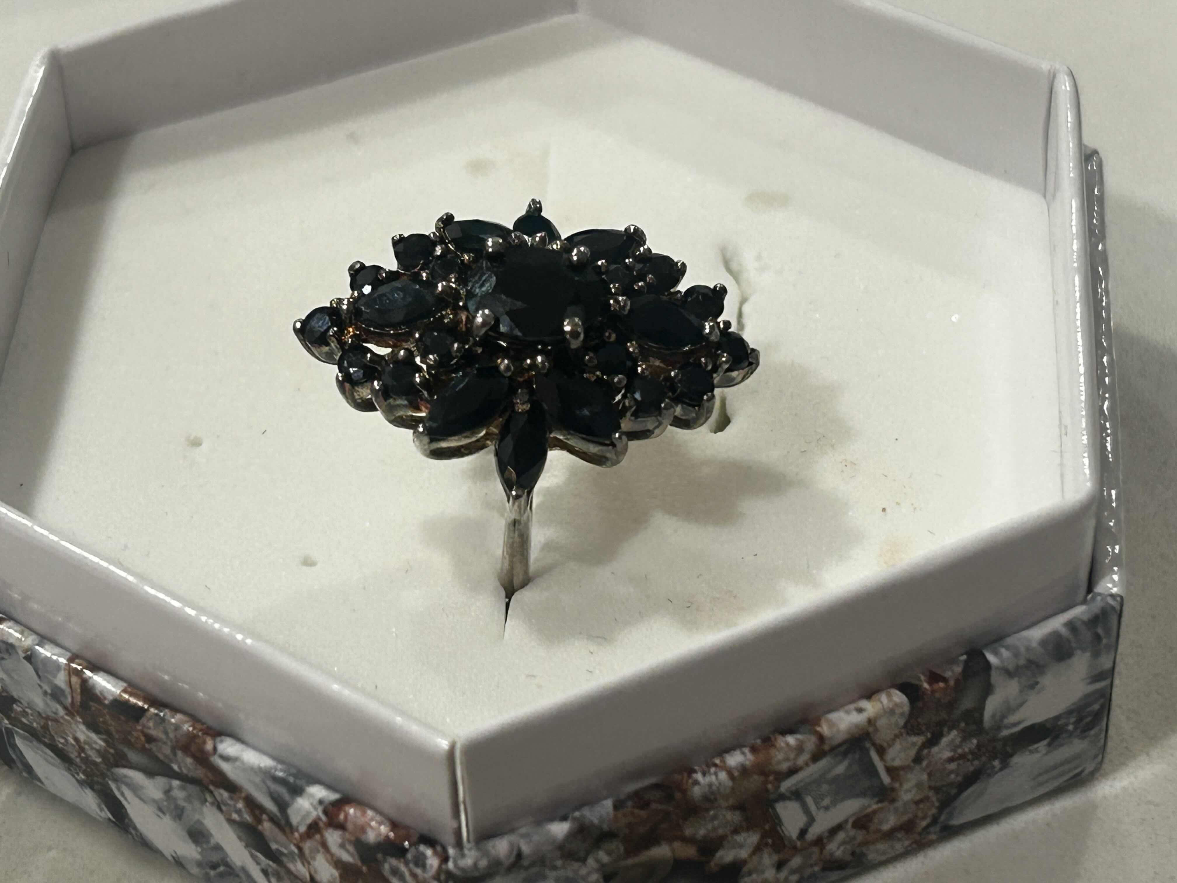 Photo 1 of FINE JEWELRY- .925 STERLING SILVER RING WITH GEMSTONE CLUSTER SIZE 9.5 or 10