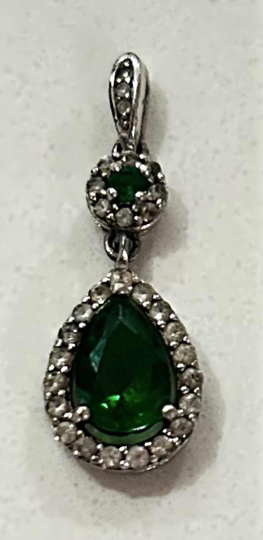 Photo 1 of FINE JEWELRY- .925 STERLING SILVER PENDANT WITH SMALL EMERALDS