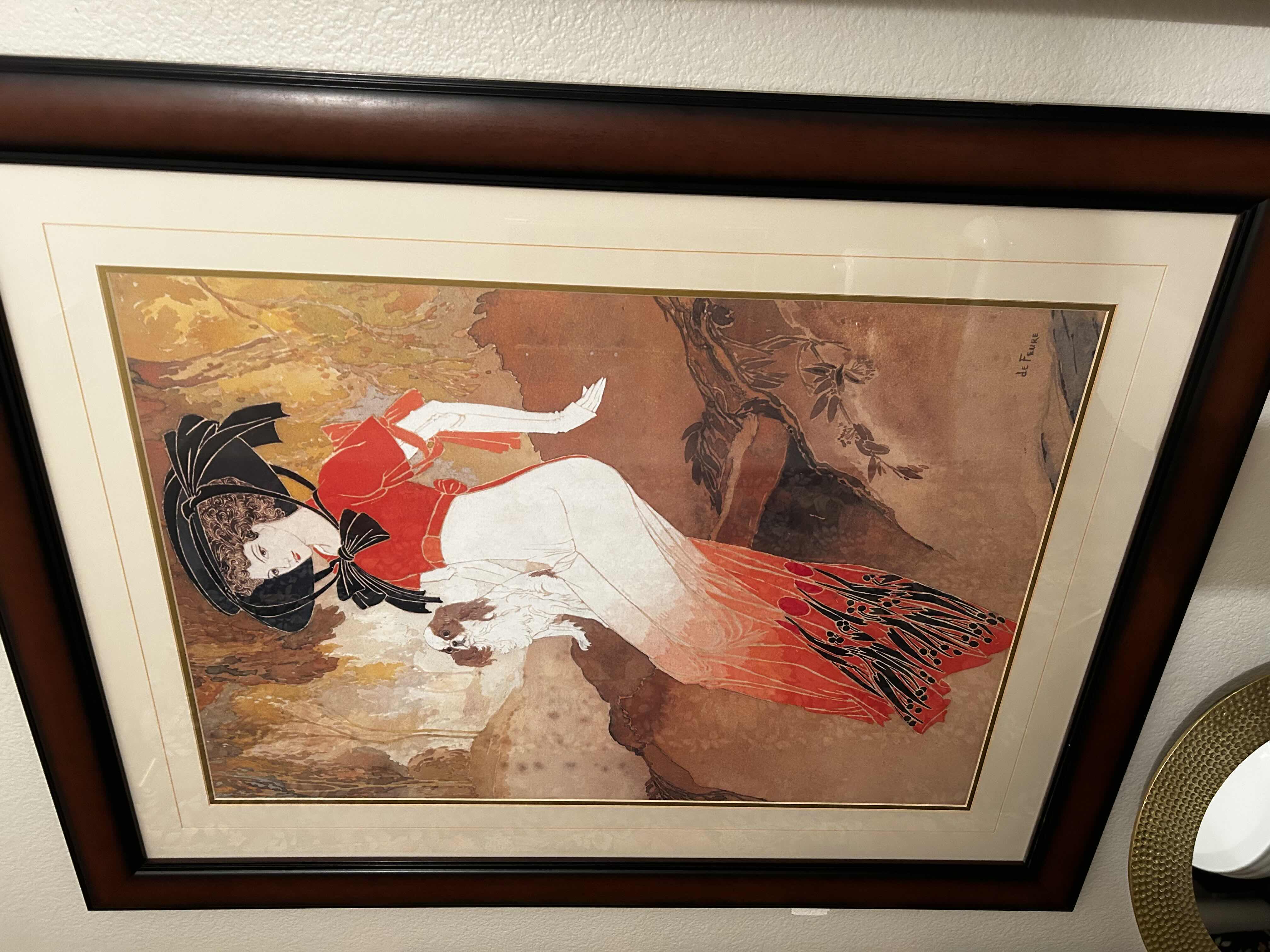 Photo 6 of BATHROOM ENSEMBLE INCLUDES- DRAPERY PANELS, 2 ARTWORK, ORANGE VASE AND GOLD HAMMERED MIRROR ON STAND, 2 BLACK AND WHITE TALL JARS WITH LIDS AND BLUE GLASS VASE (CART NOT INCLUDED) LARGEST FRAMED ARTWORK 3’ x 46”