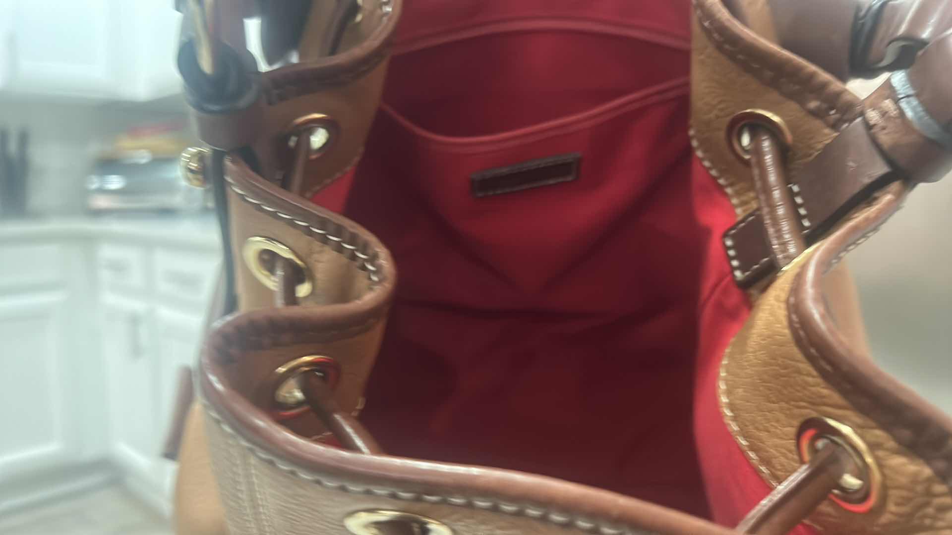 Photo 1 of LEATHER DOONEY & BOURKE DRAWSTRING BUCKET HANDBAG