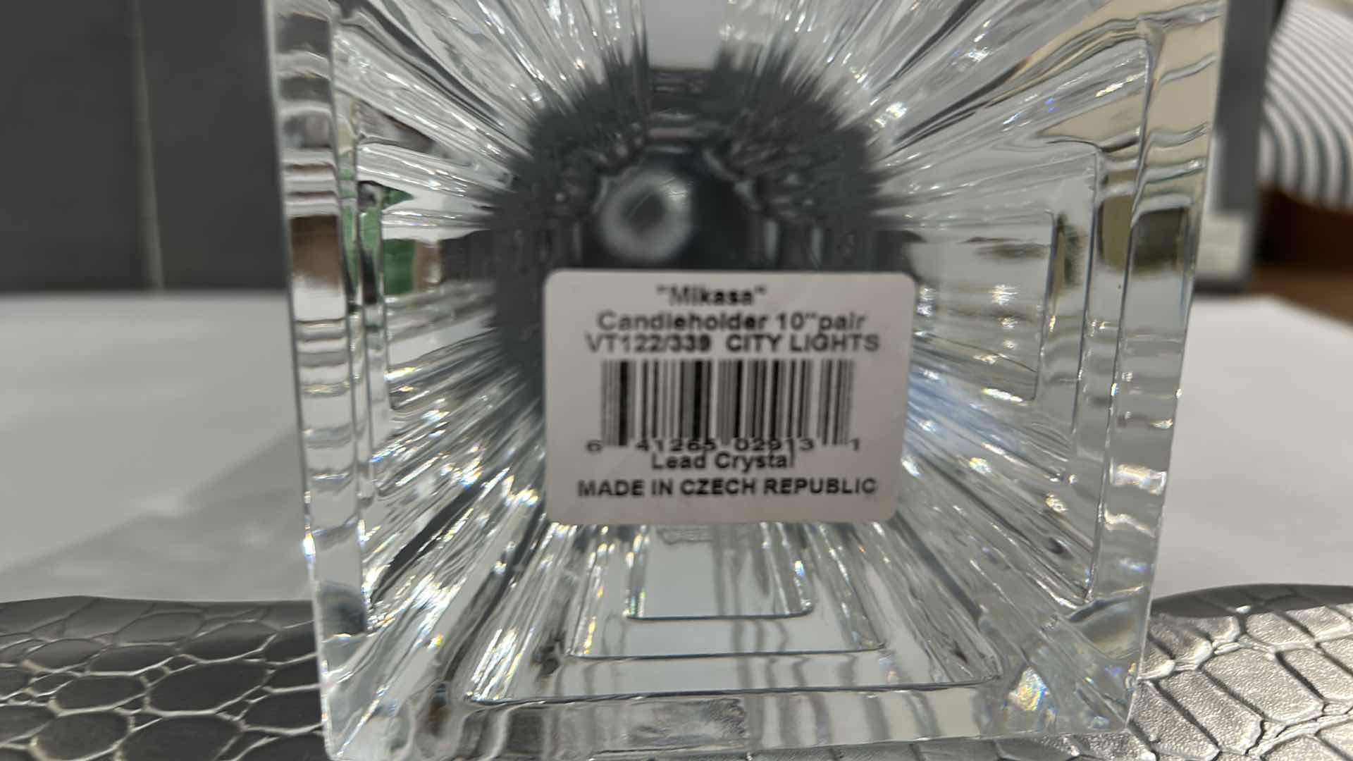 Photo 1 of MIKASA CRYSTAL 10” PAIR CANDLE HOLDERS WITH BOX $75