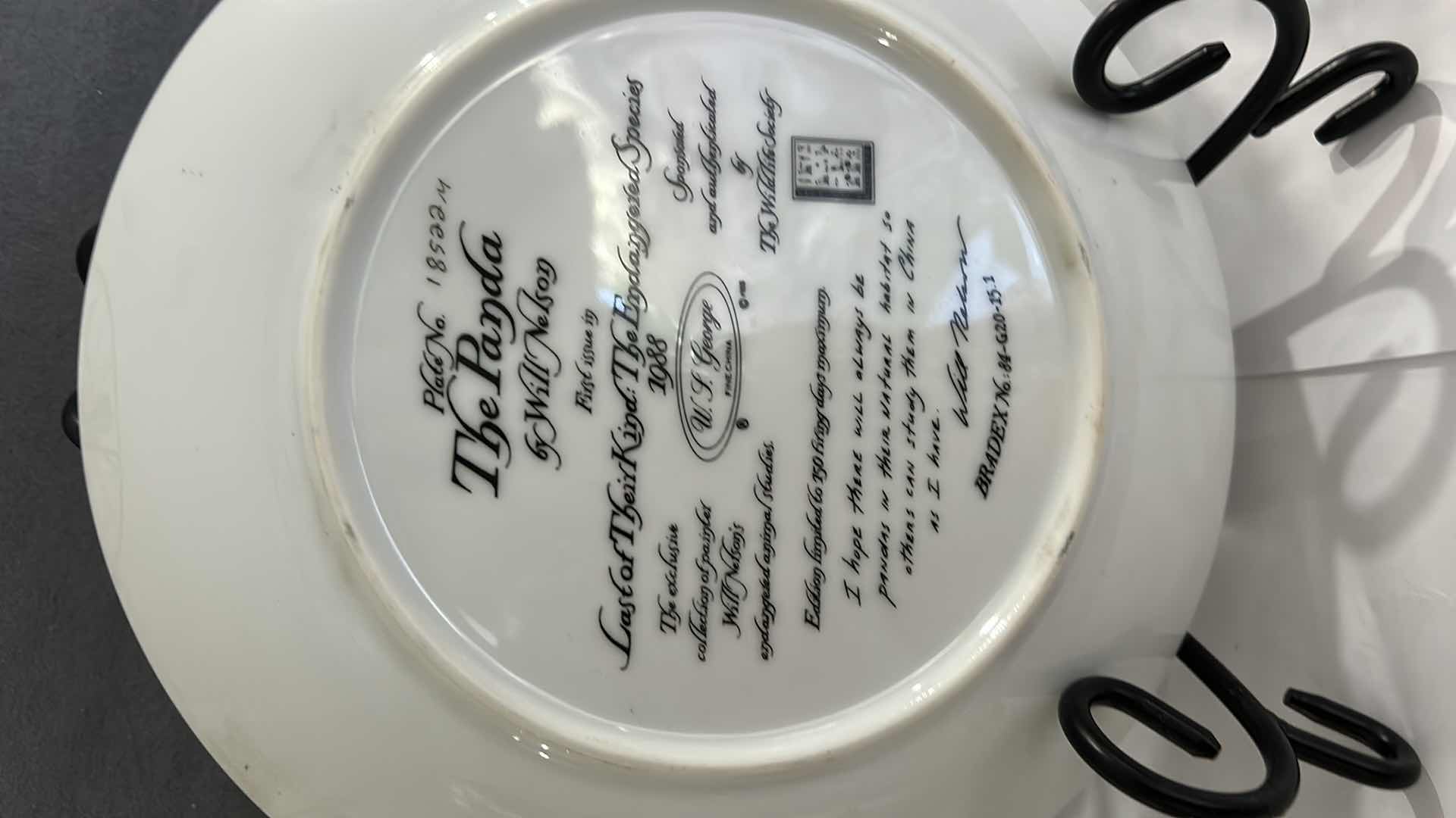 Photo 1 of PANDA BEAR WITH BABY PORCELAIN NUMBERED PLATE 8.5”